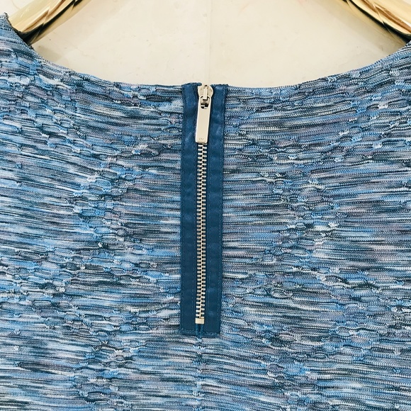 KAREN MILLEN {4} Dress Light Blue Metallic Knit Bodycon - Picture 3 of 15